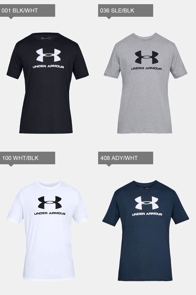 ☆ネコポスアンダーアーマーメンズシャツ半袖UAスポーツスタイルロゴショートスリーブTシャツカジュアルトレーニングルーズヒートギア吸汗速乾UNDERARMOUR1358574