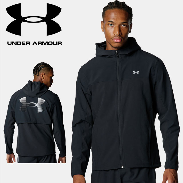 ☆アンダーアーマー UNDER ARMOUR メンズ UA ベロシティプロ 黒風 上衣 Run アウター 上衣 大地 マラソン 6005897 アウトドア 運動競技 体育館 運動すること 長袖 フルジップ ボンネット 撥水 通気性 軽さ 衣嚢 リフレクト 耐久 ウーブン 素っ気ない