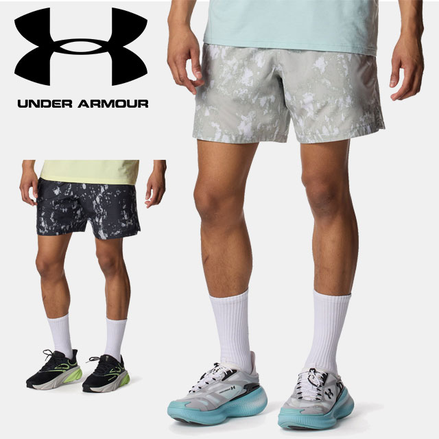 ☆ネコポス アンダーアーマー UNDER ARMOUR メンズ UA ウーブン マルチ ポケット プリント ショーツ Train ハーフパンツ ショートパンツ 半ズボン 6012592 アウトドア スポーツ ジム 運動 部活 ボトムス 耐久 ドライ ドローコード 調節可能 ポケット リフレクト
