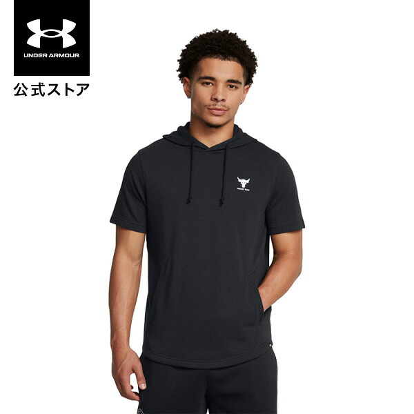 【30％OFF】公式 アンダーアーマー UNDER ARMOUR UA UAプロジェクトロック テリー ショートスリーブ フーディー（ライフスタイル/MEN） 1387447 アウトドア スポーツ ジム 運動 部活 メンズ 半袖 フード カンガルーポケット