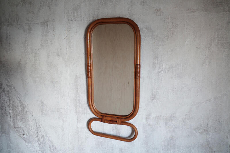 brown バンブー　鏡　壁掛け　ブロカント バンブー 竹 壁掛けミラー エレガント モダン ウォールミラー