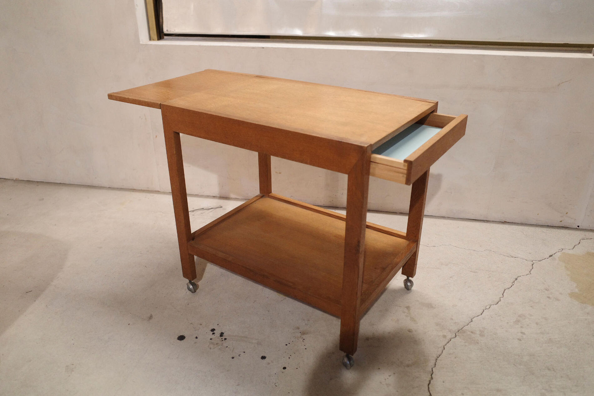 楽天市場】アメリカのアンティークの二段テーブル 革張り天板