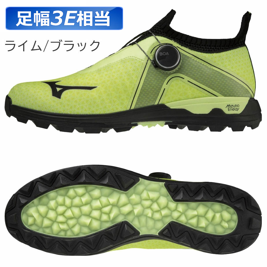 開店記念セール MIZUNO ウエーブ ハザード ボア シューズ 51GM2170 3E相当 WAVE HAZARD BOA メンズ ライム×ブラック  35 スパイクレス メッシュ 防水メッシュ ゴルフシューズ fucoa.cl