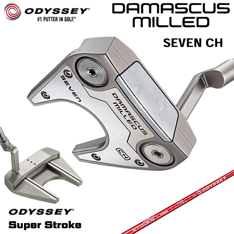 【製造業者カスタム】 オデッセイ DAMASCUS MILLED SEVEN CH パター 右用 STROKE LAB 70 立て坑 (赤いこと) [SUPER STROKE] 日本置き目品 【 2026年模範例 】 Odyssey シリアの首都 ミルド #7 七つ クランクホーゼル ツノ型 【 オデッセイ パター 】