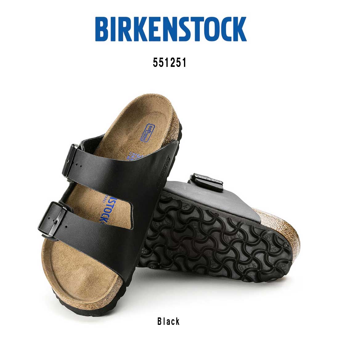 BIRKENSTOCK(ビルケンシュトック)アリゾナ ソフトフットベッド ストラップ サンダル ビルコフロー ブラック ユニセックス ビルケン レギュラー 551251
