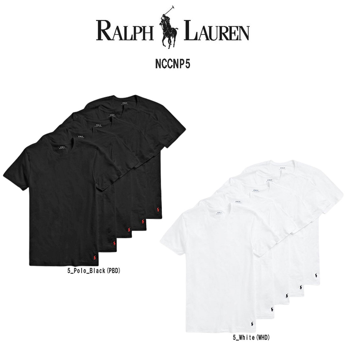 （US発)POLO RALPH LAUREN スリム Tシャツ 5枚パック Slim Fit Crew T-Shirt - 5 Pack