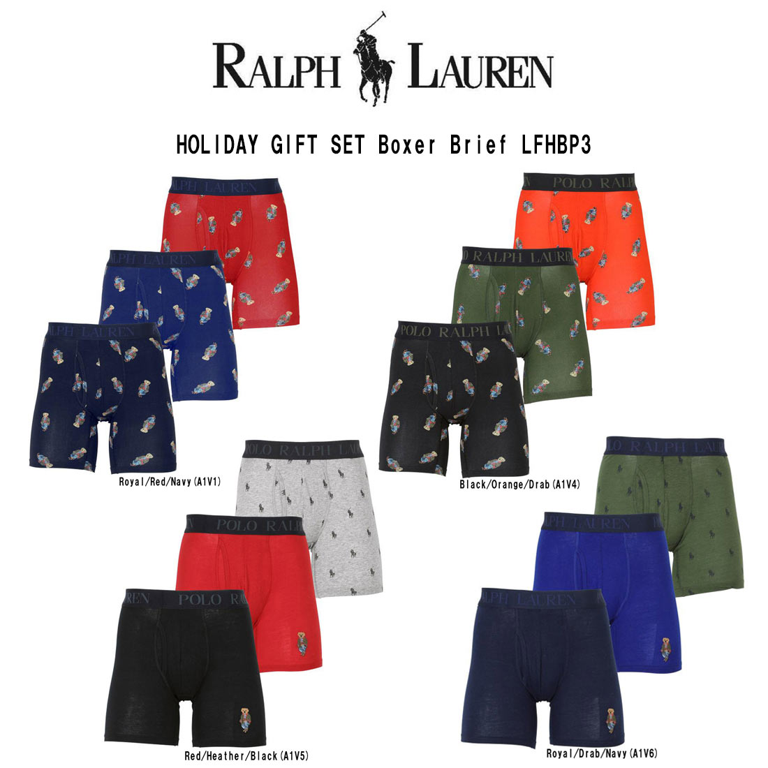 POLO RALPH LAUREN(ポロ ラルフローレン)ボクサーパンツ ボクサーブリーフ ポロベア 3枚組 セット ギフト メンズ 男性用 下着 HOLIDAY GIFT LFHBP3