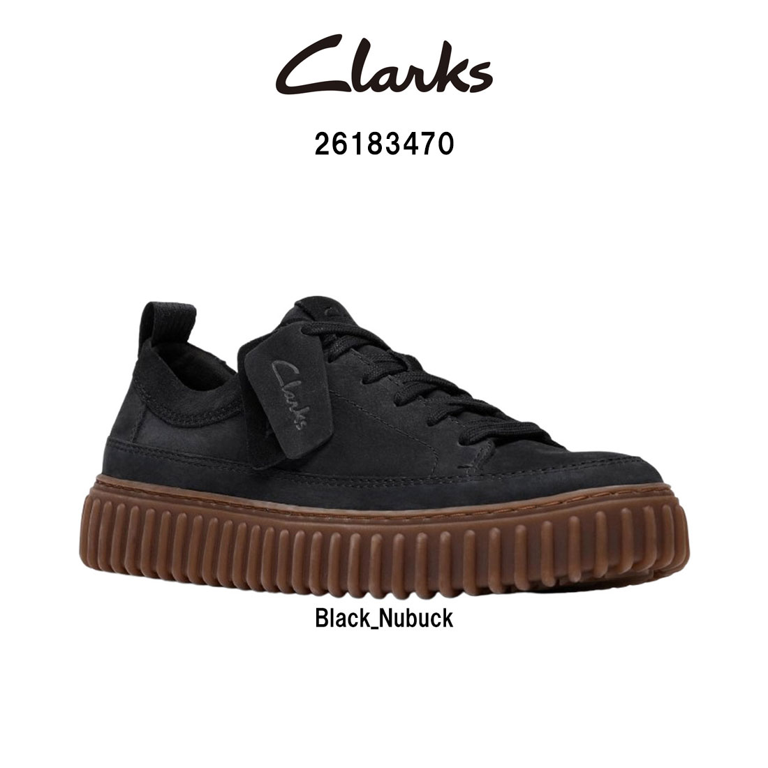 CLARKS(クラークス)メンズ トーヒル レース スニーカー レースアップ シューズ 厚底 リブソール ブラック ヌバック レザー TORHILL LACE 26183470 13,985円