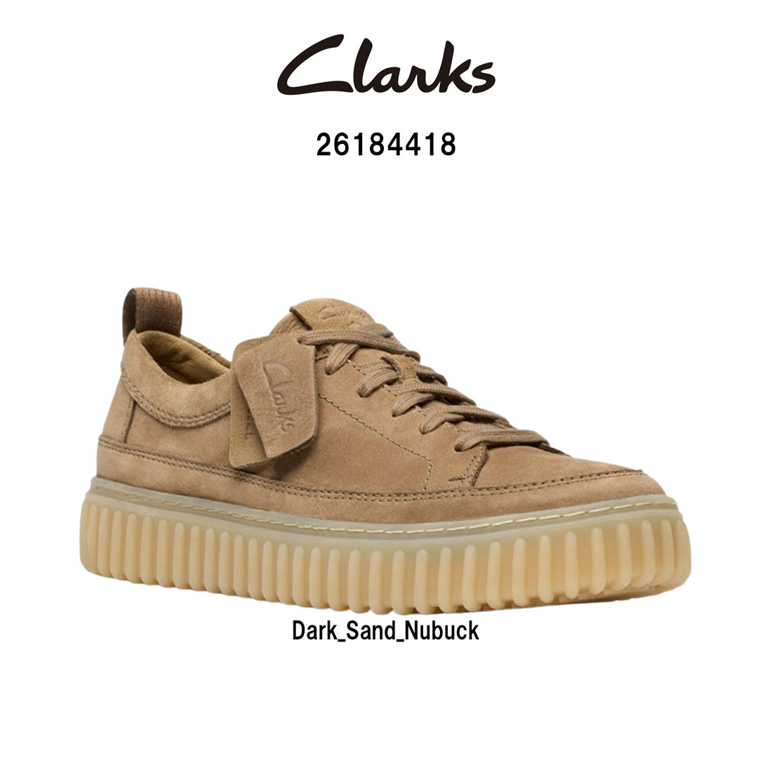 CLARKS(クラークス)メンズ トゥー吸血鬼 スピード競技 スニーカー スピード競技脹れ上がる シューズ 厚底 リブソール まっ黒い沙子 赤銅色 ヌバック TORHILL LACE 26184418