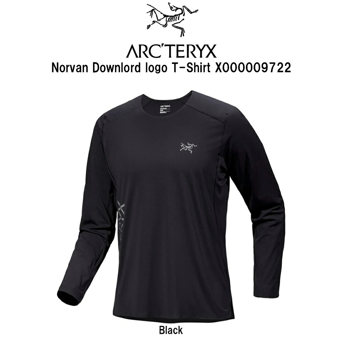 ARC'TERYX(アークテリクス)Tシャツ 長袖 ノーバン ダウンワード 反射ロゴ トリムフィット グラフィック ランニング メンズ 男性 X000009722|HARBOR AND CO.店