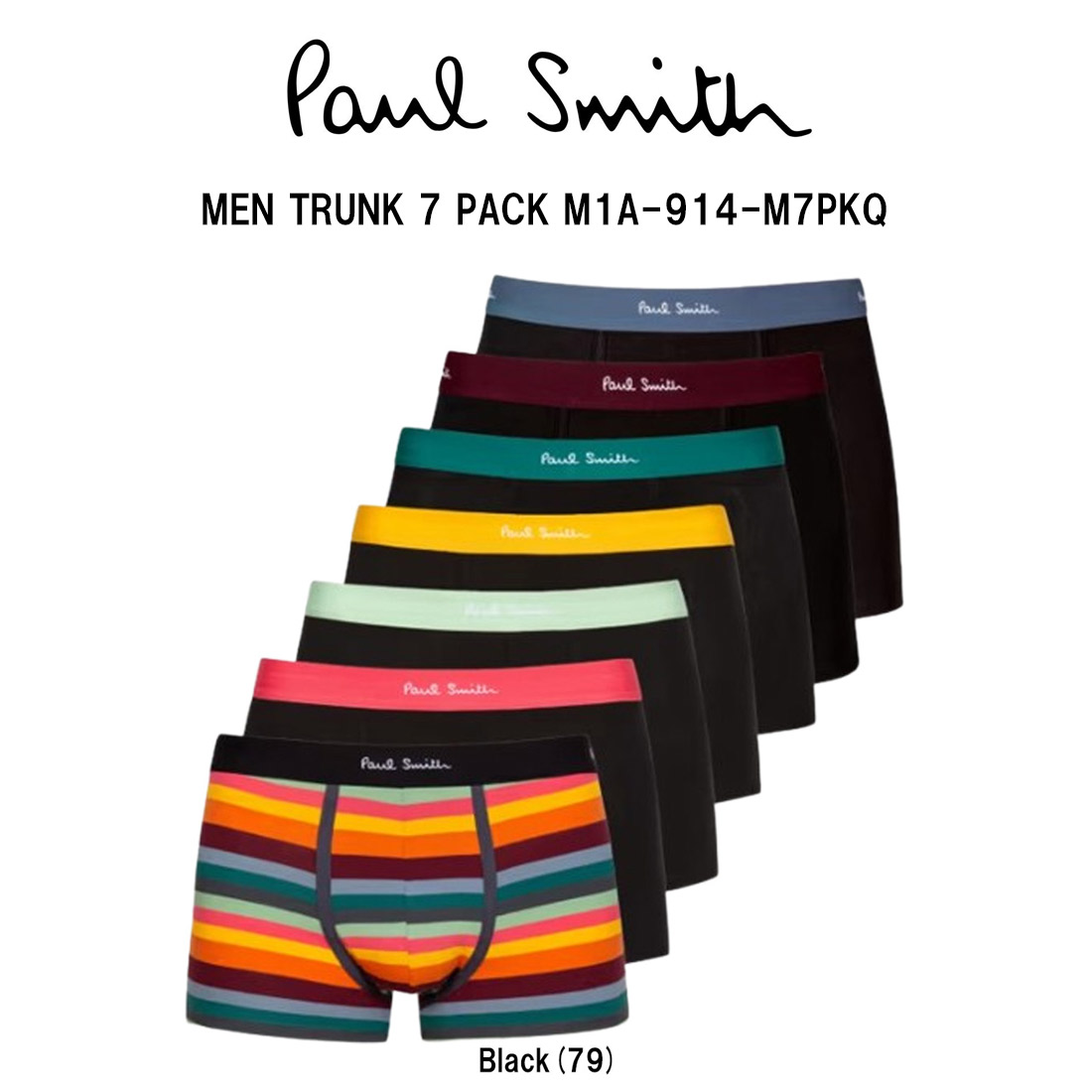 Paul Smith(ポールスミス)メンズ ボクサーパンツ トランク 7枚組 前閉じ ストレッチ コットン アソート セット 男性用 下着 アンダーウェア M1A-914-M7PKQ|HARBOR AND CO.店