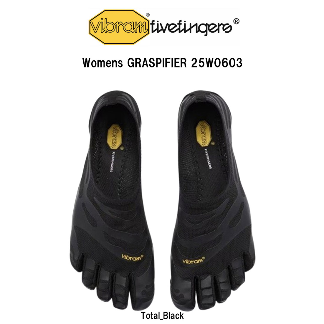 Vibram FiveFingers(ビブラムファイブフィンガーズ)レディース 五本指シューズ 軽さ 超薄型 形づくる 運動すること 体育館 屋内 黒いこと GRASPIFIER 25W0603