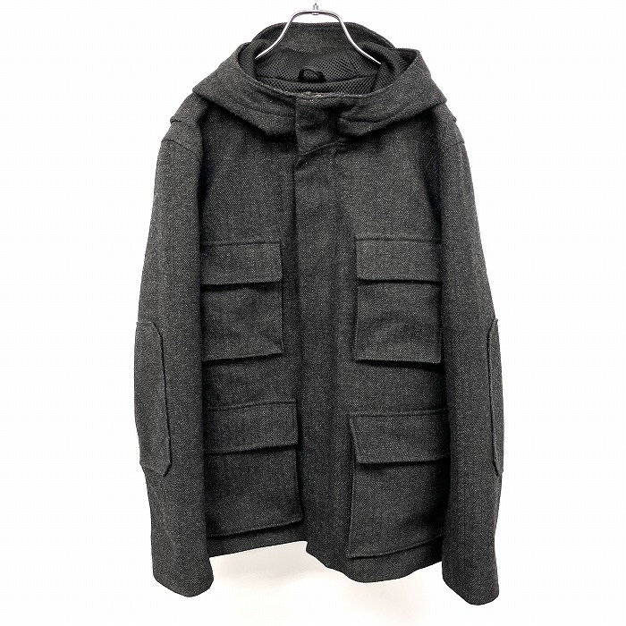 【中古】[印象AB] GAP ギャップ ジャケット ハーフコート カバーオール パーカー ハイネックフード フライフロント ドットボタン&times;ジップ留め 内ポケット&times;１ ウール&times;ポリ&times;その他 L メランジ チャコールグレー メンズ｜Undo Rowa 店