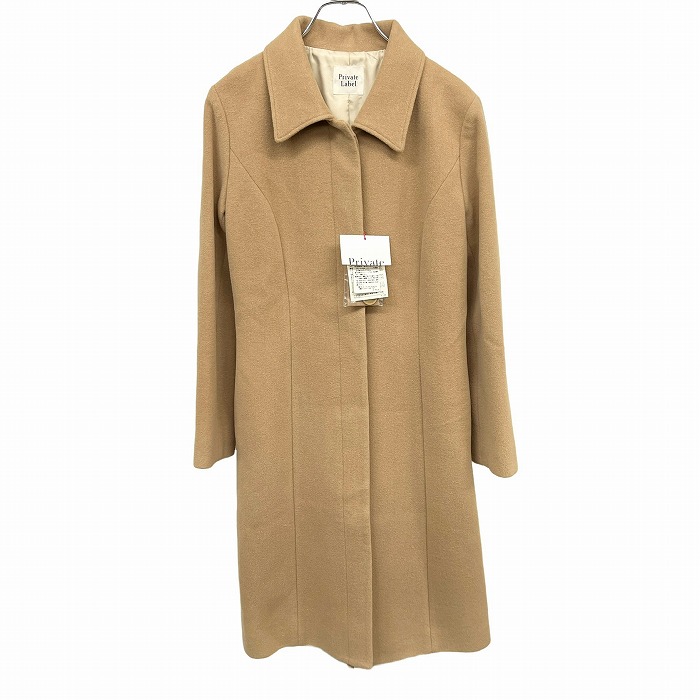 【新品】[印象N] PRIVATE LABEL プライベートレーベル ステンカラーコート フライフロント ボタン留め 無地 内ポケット無し 少し薄手 メルトン 長袖 毛&times;アンゴラ&times;ナイロン&times;カシミヤ M ベージュ レディース｜Undo Rowa 店