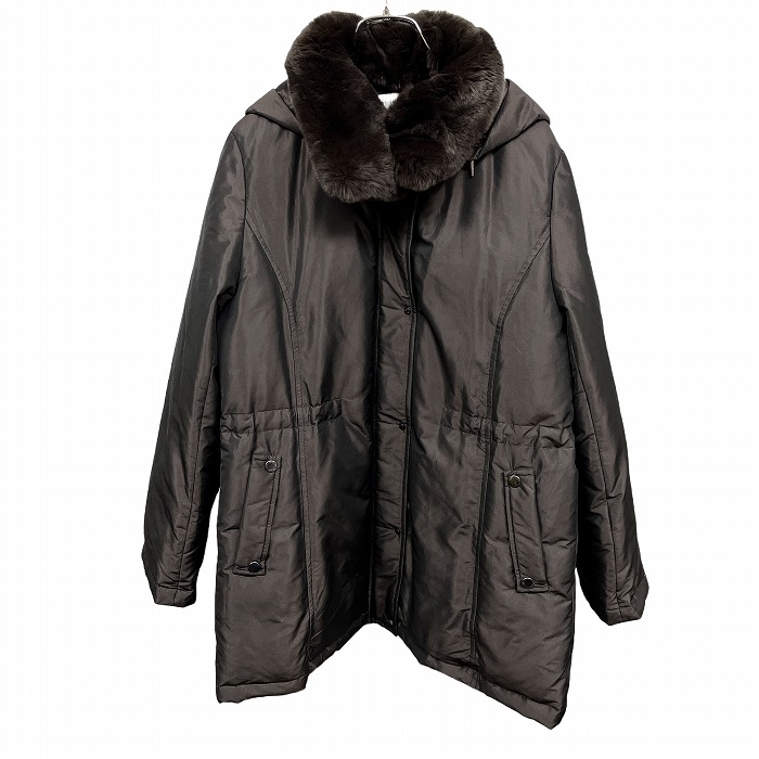 【中古】DAKS LONDON ダウンジャケット ポリ100%(詰物：ダウン90%＋フェザー10%/ファー：レッキスラビット) 13ABR XL ダークブラウン レディース