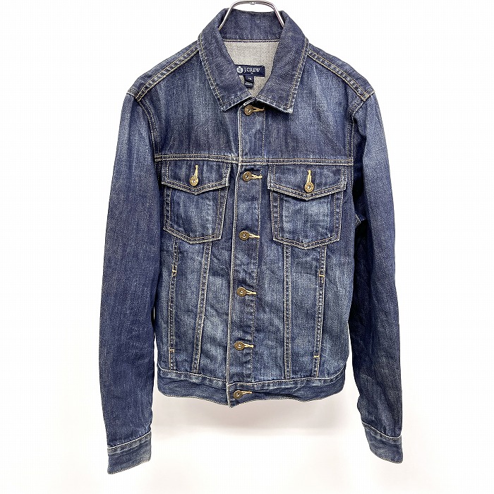 【中古】[印象AB] J.CREW ジェイクルー トラッカージャケット / Gジャン / ジージャン レディース XS ブルー 青 デニム 長袖 無地 ボタン留め 古着｜Undo Rowa 店