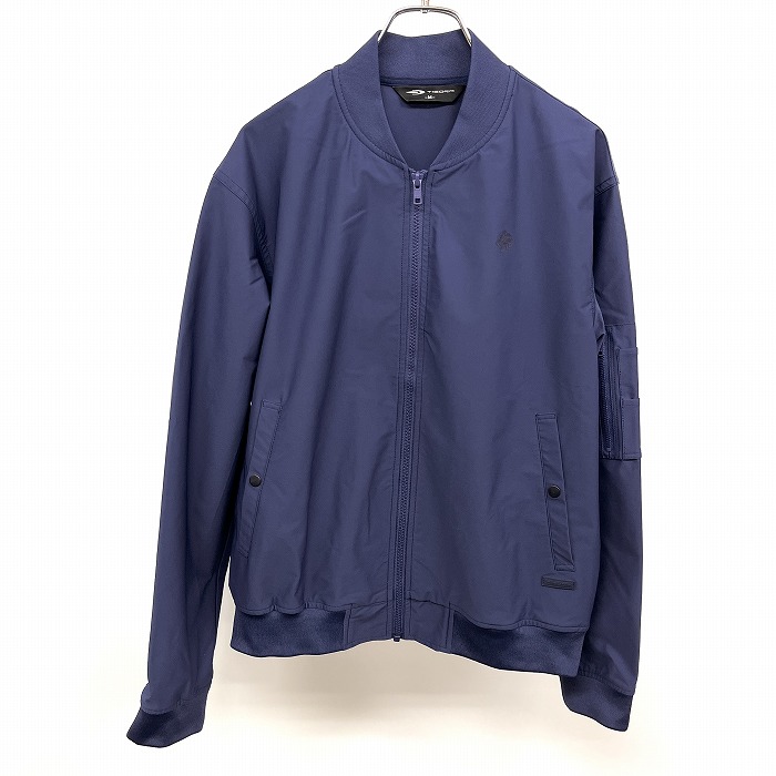 【中古】[印象A] TIGORA ティゴラ ブルゾン / ジャケット メンズ M ネイビー 紺 ポリ100% ゴルフ 長袖 裏地無し 胸に小さいタイガープリント ジップアップ｜Undo Rowa 店
