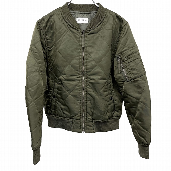 【中古】[印象AB] PLST プラステ ジャケット レディース S カーキグリーン 緑系 ナイロン100%(裏地：ポリ100%) 内ポケット無し 少し薄手 中綿 キルティング MA1 ジップアップ｜Undo Rowa 店