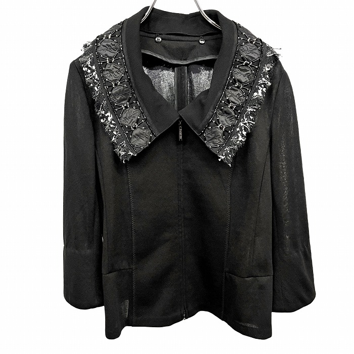 HIROKO BIS ヒロコビス　新品・未使用品　ジャケット　ライダース風 セール】 【洗える】レースボンディングライダース風ジャケット