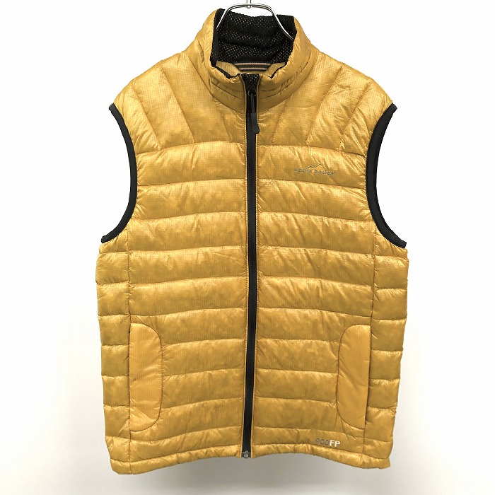 【中古】[印象AB] Eddie Bauer エディーバウアー ダウンベスト リップストップ 襟の内側に微起毛のメッシュ裏地 裾に調節ゴム 若干薄手 900フィルパワー グースダウン ロゴ刺繍 ナイロン100%(ダウン96%＋フェザー4%) XS 黄色系 レディース｜Undo Rowa 店