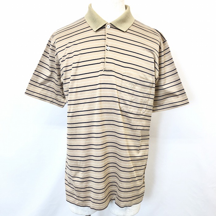 中古 Dunhill ダンヒル 38インチ 97cm メンズ ポロティーシャツ Tシャツ故郷 境域 半袖 ポッケ イタリア共和国製 清純綿絮100 ブラウン ブラウン 中古 Dunhill ダンヒル 38インチ 97cm メンズ ポロシャツ Tシャツ生地 ボーダー 半袖 ポケット イタリア製 ピュアコットン