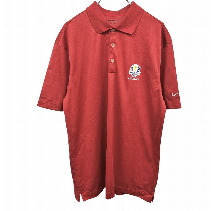 【中古】ナイキゴルフ NIKE GOLF ポロシャツ RYDERCUP 2012 MEDINAH 第39回ライダーカップ メディーナ 刺繍 半袖 ポリ100% M レッド 赤 メンズ