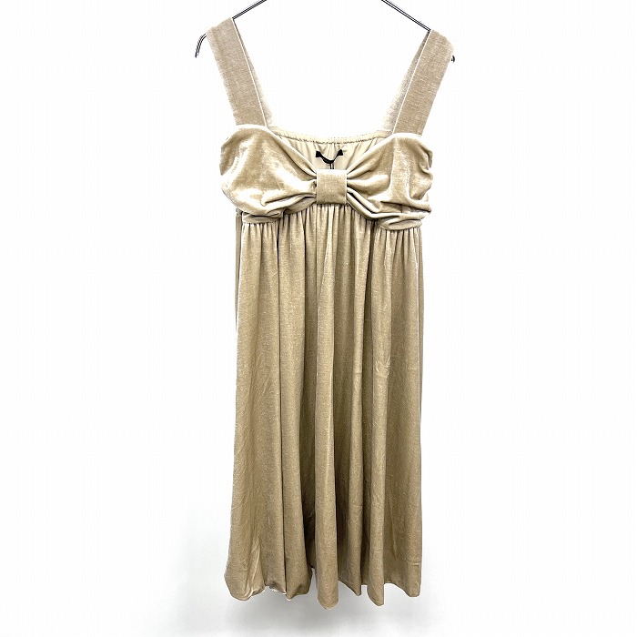 【新品/訳アリ】[印象NB] MAITRESSE メトリーゼ サロペットスカート / ノースリーブワンピース レディース 38 杢ベージュ系 裏地付き 無地 ベロア 裾メロウ｜Undo Rowa 店