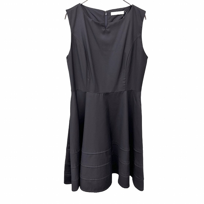 【開催中|明日04/21(火)朝09:59まで＼ Fashion THE SALE／最大20%OFFクーポンなど配布中】レジーナリスレ 【新品】REGINA RISURRE ノースリーブワンピース フレアスカート 裏地付き 無地 ポリ×綿 44 ダークネイビー レディース