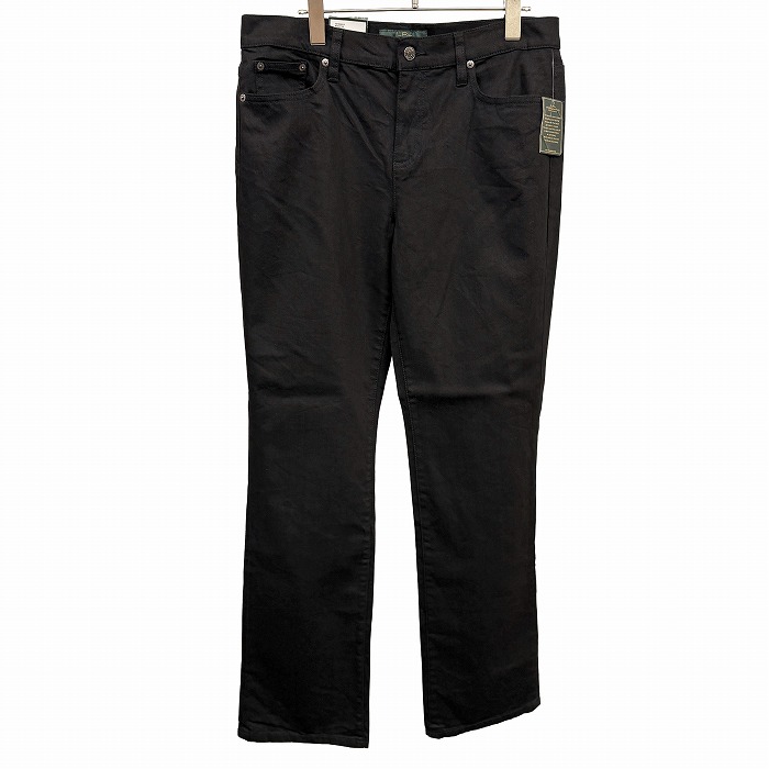 【新品】ローレンジーンズ ラルフローレン LRL LAUREN RALPH LAUREN パンツ ストレート ロゴパッチ 綿×ポリウレタン 10 黒 レディース