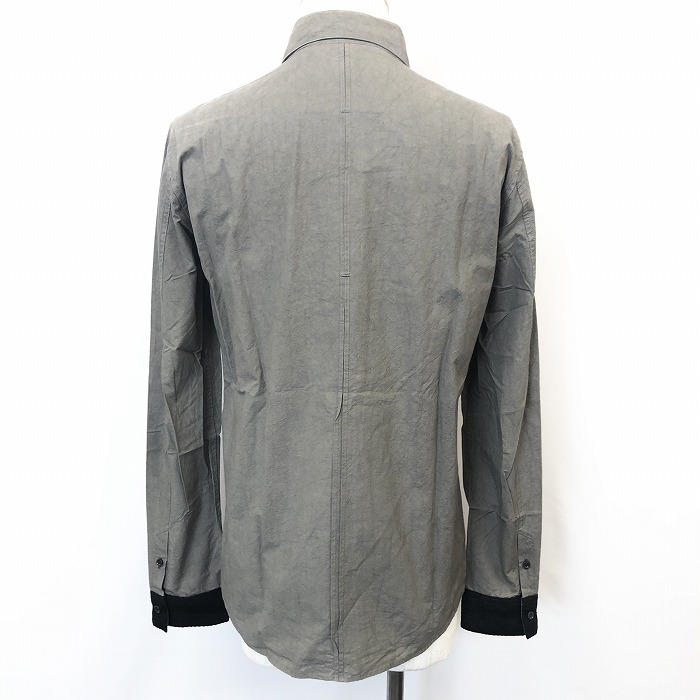 楽天市場 スーパーsale対象商品 中古 Ouret Black Resort オーレット ブラックリゾート メンズ 長袖シャツ カフスと前身頃が麻生地風 綿100 別布 綿100 グレーベージュ系 Undo Rowa 楽天市場店