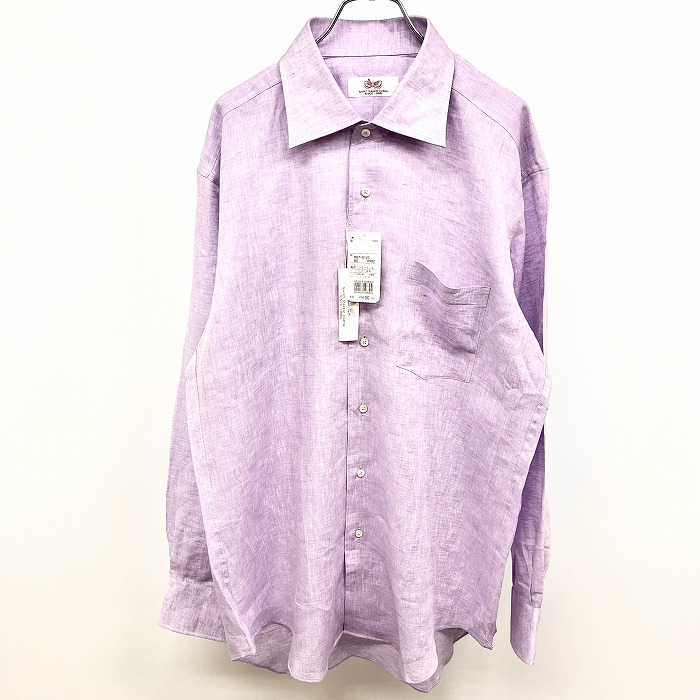 【新品】[印象N] SHIRT MAKER CHOYA シャツメーカーチョーヤ シャツ メンズ LB-88(胸囲104-112) 杢紫 麻100% セミワイドカラー 無地 フレンチフロント 長袖 ポケット｜Undo Rowa 店