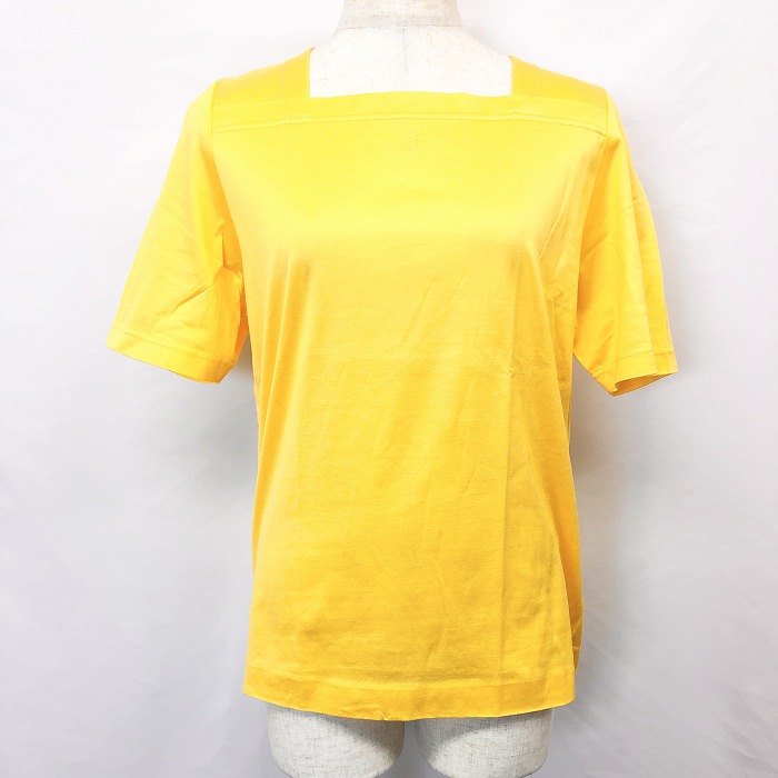楽天市場 中古 Yves Saint Laurent イヴ サンローラン M レディース Tシャツ カットソー スクエアネック ロゴ刺繍 長袖 服 綿100 ヘザーイエロー 杢黄色 Undo Rowa 楽天市場店