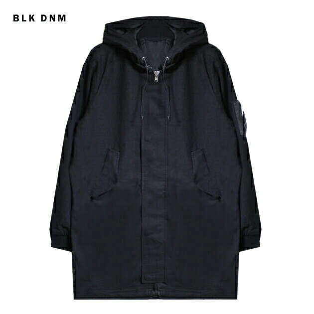 BLK DNM | PARKA 3 (BLACK) ロング厚地の外套 モッズコート ミリタリー厚地の外套 ボンネット付き添い人 アウター メンズ 黒いこと BLACK