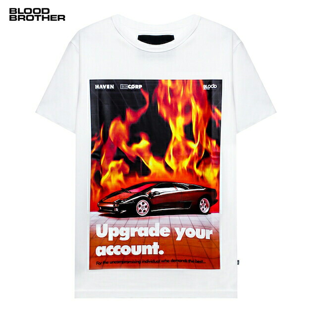 BLOOD BROTHER | FLAMES T-SHIRT (WHITE) Tシャツ ロゴ グラフィック プリント トップス メンズ ホワイト|UNEEK BASEMNT