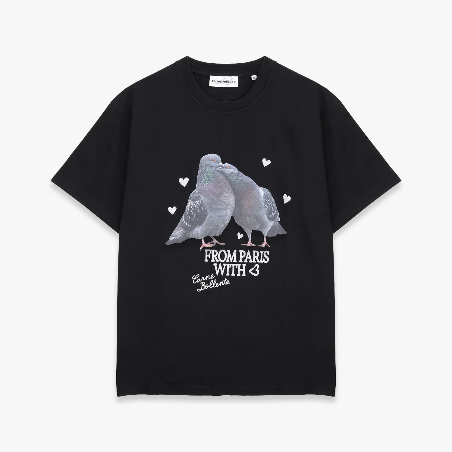 CARNE BOLLENTE | LOVEBIRDS (BLACK) プルオーバー ロゴタイプ グラフィック 刷り上げる トップス メンズ 黒いこと