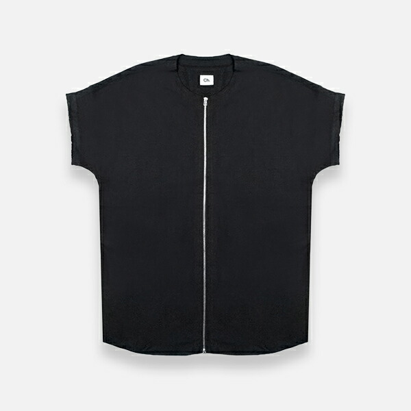 CHAPTER | ALTER WOVEN SHIRT (BLACK) 半袖 ジップアップシャツ カットソー リネン 羽織り トップス 春夏 メンズ ブラック