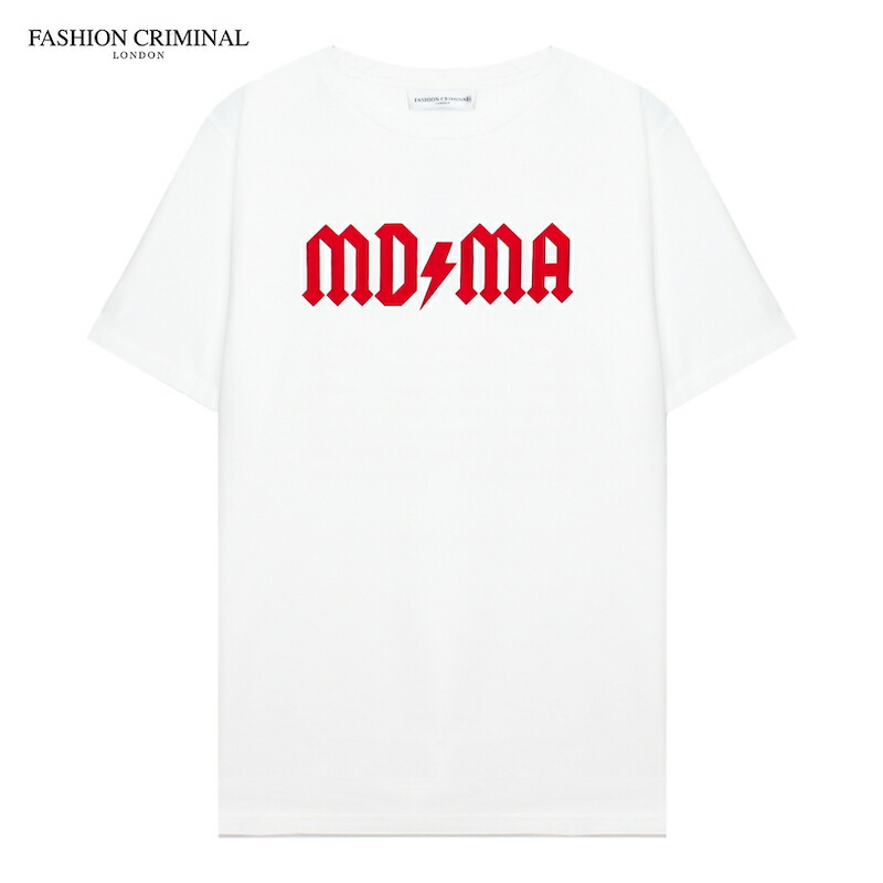 FASHION CRIMINAL LONDON | AVENTURA RED TEE (WHITE/RED) MDMA Tシャツ ロゴ グラフィック プリント トップス メンズ ホワイト レッド｜UNEEK BASEMNT