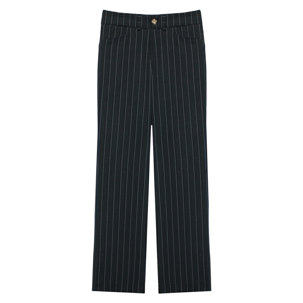 FOO AND FOO | SMART TROUSERS (BLACK/WHITE) スリムフィットパンツ スラックス トラウザー ボトムス ピン縞模様 黒いこと 白いこと
