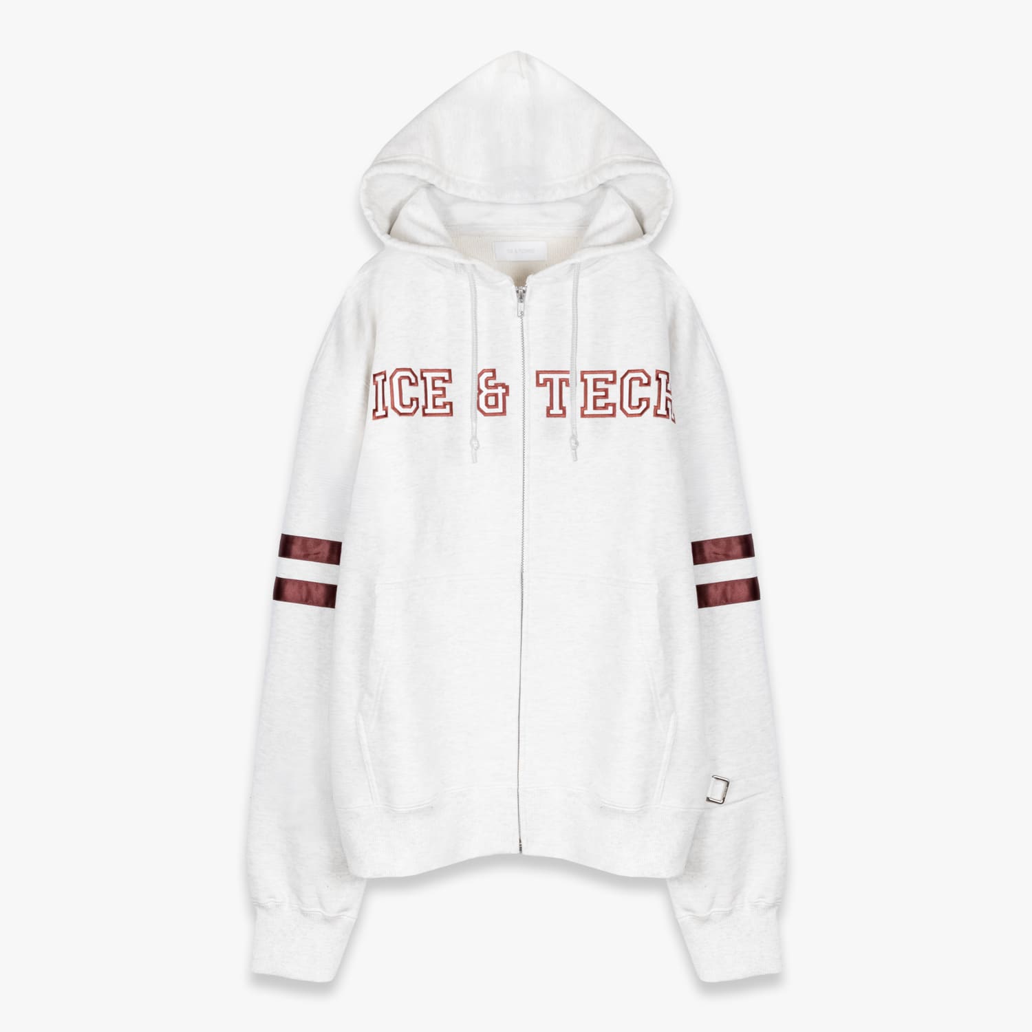 ICE & TECHNO | COLLEGE ZIP HOOD (LT.GRAY) カレッジフーディ ジップアップフーディ パーカー スウェット ロゴ トップス メンズ ライト グレー