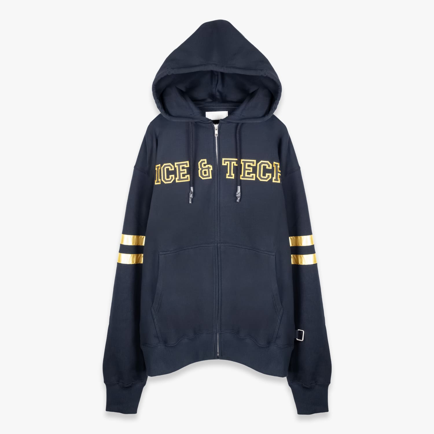 ICE & TECHNO | COLLEGE ZIP HOOD (NAVY) カレッジフーディ ジップアップフーディ パーカー スウェット ロゴ トップス メンズ ネイビー
