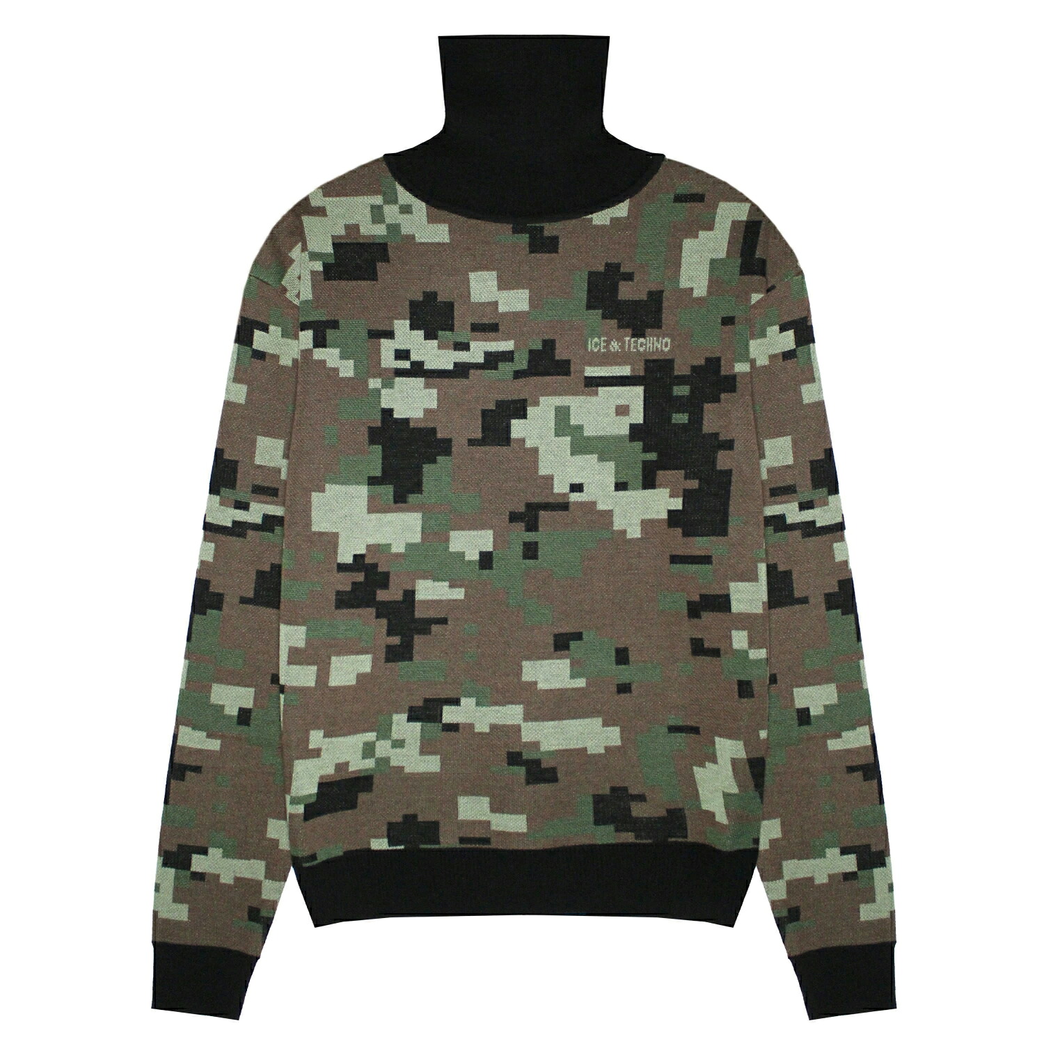 ICE & TECHNO | DIGITAL CAMO HIGH NECK SWEATER (REGULAR) ニット ハイネック タートルネック グラフィック トップス メンズ ブラック カモ