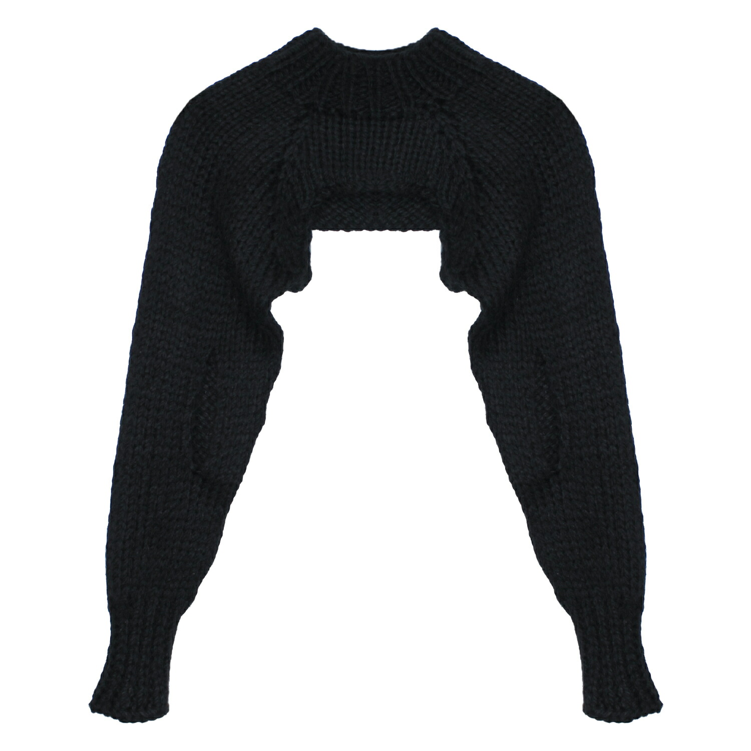 NASHE HALLIE | HANDCRAFTED CROCHET CROP JACKET (BLACK) クロップ丈 クロシェ レース ニット セーター レイヤード トップス メンズ ブラック