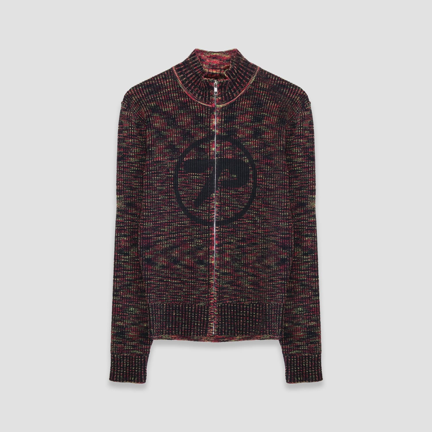 Graphic Zip Thru Loose Knit