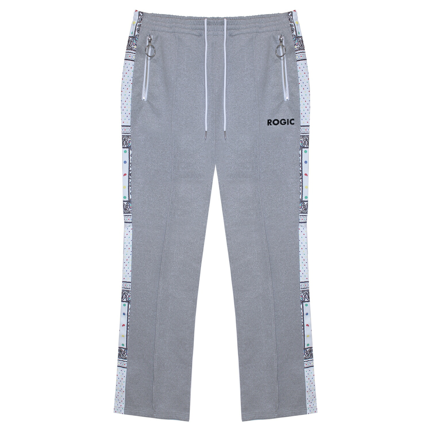 Rogic 理屈 Side Line Paisley Track Pants Grey Paisley データトラック下穿き プルオーバー メンズ ユニ交わる 薄墨 ペイズリー Orbisresearch Com