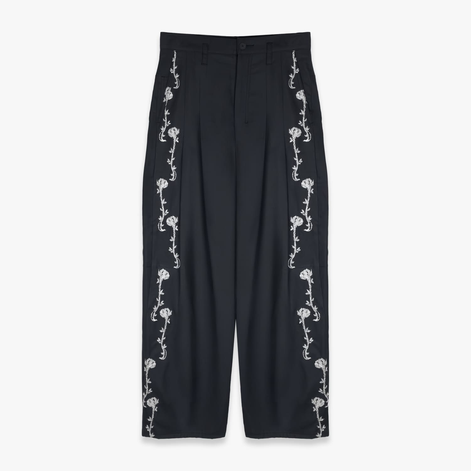 SHINYAKOZUKA | Hi, BAGGY WITH EMBROIDERY (SILENT BLACK) ISSUE#8 バギーパンツ ワイドパンツ タックパンツ サイドライン 春夏 ボトムス メンズ ブラック