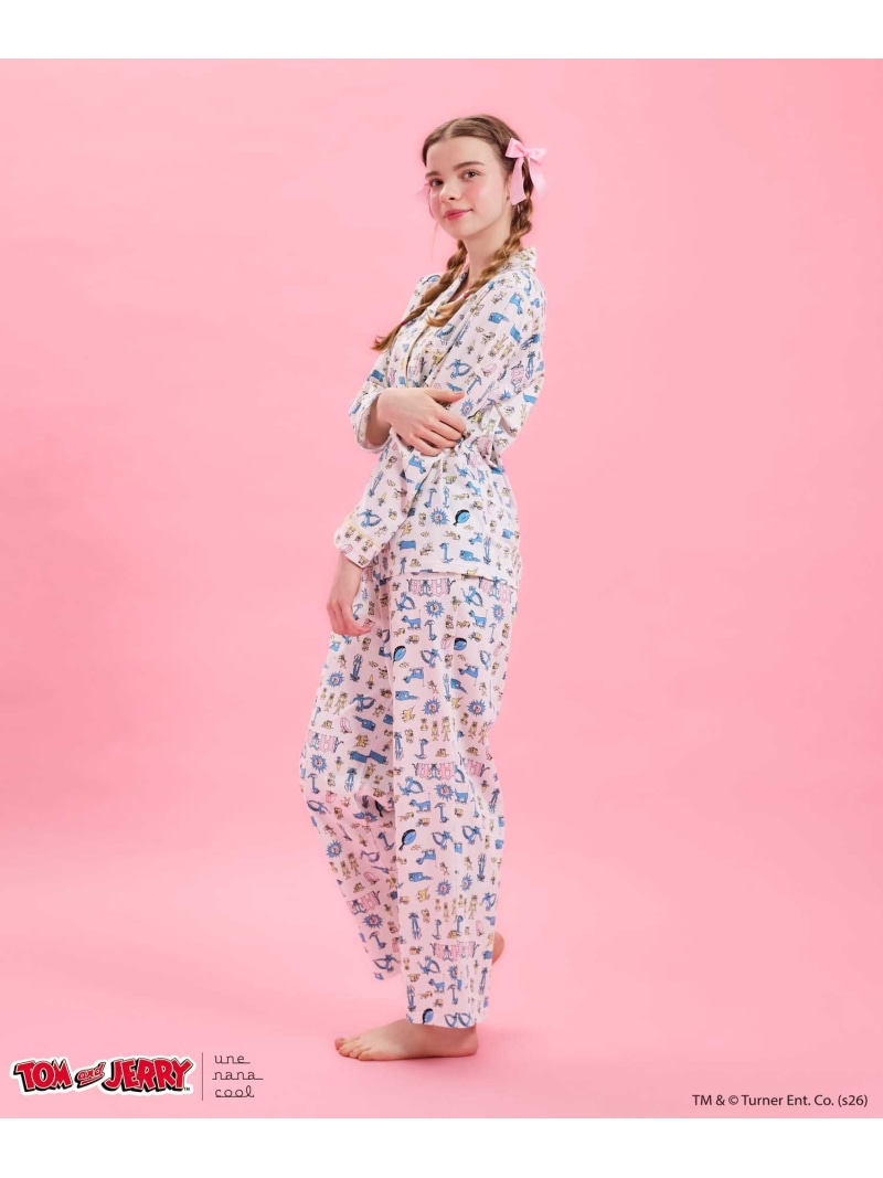 トムとジェリー * une nana cool【綿100%】長袖開襟パジャマ une nana cool ウンナナクール インナー・ルームウェア パジャマ ホワイト【送料無料】[ Fashion] 9,196円