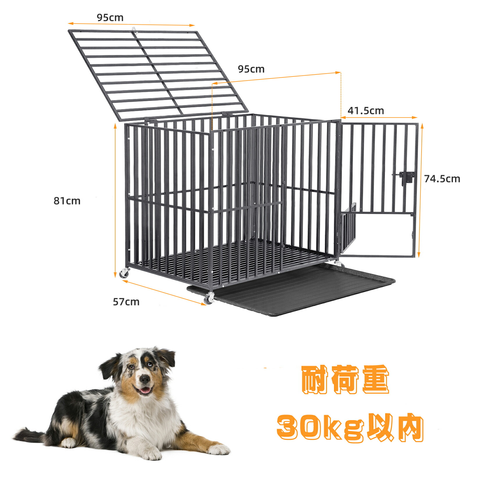犬用ケージ 幅90 高60 特大 Lサイズ 犬小屋 中型 屋外 うさぎ すのこ 大きめ ペットサークル 夏 キャスター付き 長方形 にわとり おしゃれ トレー 25kg以下小型 スチール製 室内 大型犬 頑丈 90 60 ドア付き アウトドア Xpet686 L G1