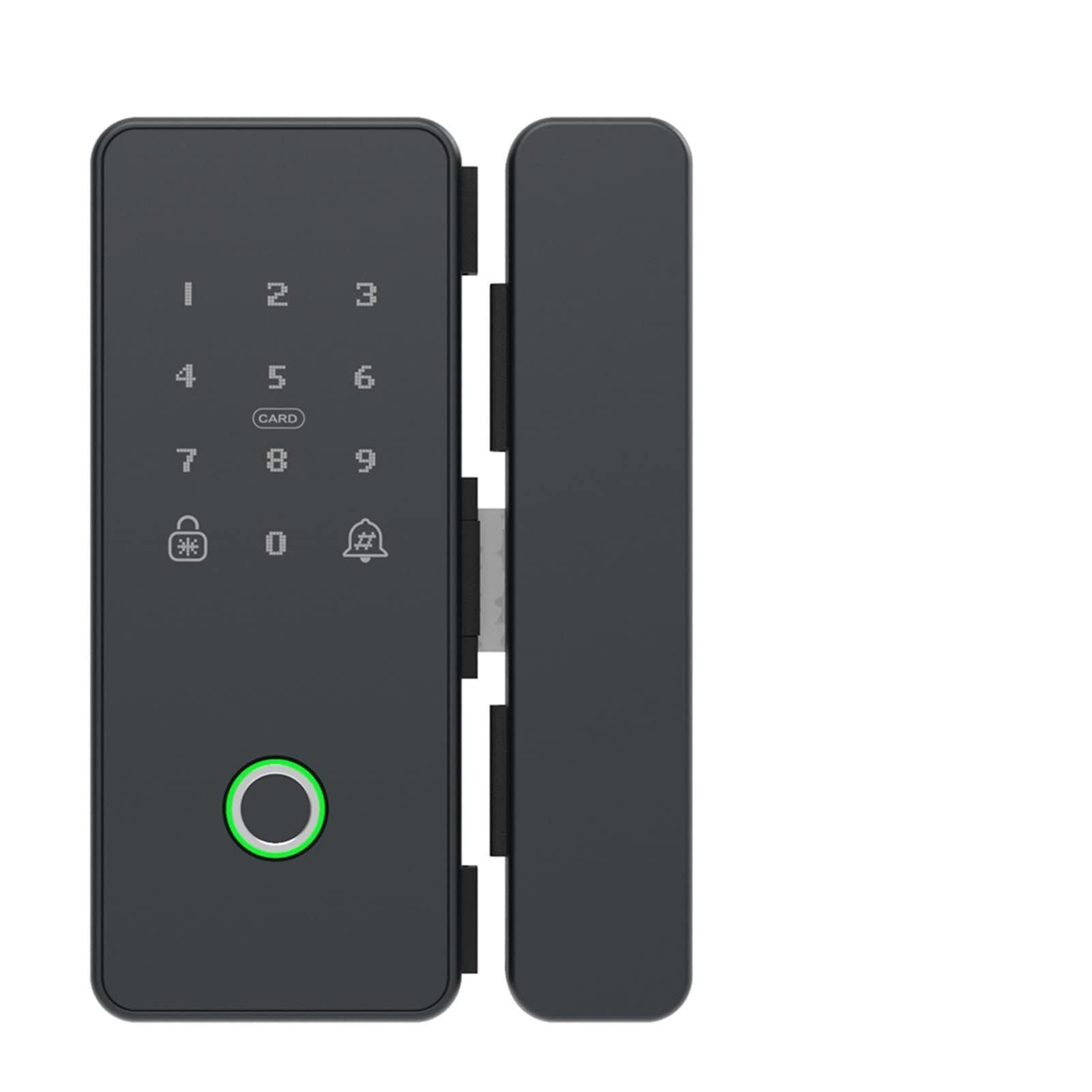 ドアロック 面付錠, スマート指紋バイオメトリクスカードのパスワード番号コードロックドアベル付のホームオフィスフレームレスフレームガラスドア セキュリティエントリー ドアコードロック