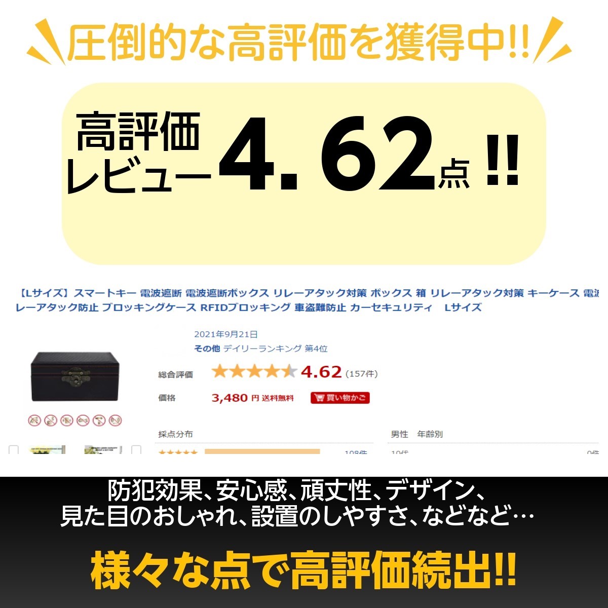 楽天市場 楽天ランキング1位 スマートキー 電波遮断 電波遮断ボックス リレーアタック対策 ボックス 箱 リレーアタック対策 キーケース 電波遮断 ケース リレーアタック防止 ブロッキングケース Rfidブロッキング 車盗難防止 カーセキュリティ Lサイズ ユニバイ専門店