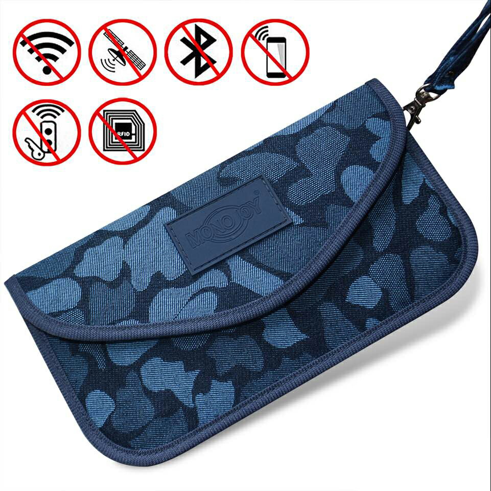 楽天市場 リレーアタック対策ケース スマホ電波遮断ポーチ リレーアタック キーケース スマートキー 盗難防止 電波遮断 ケース クレジットカードポーチ スマートキーケース 車 盗難 防止 対策 カバー 鍵 スキミング防止 レザー 迷彩ブルーl ユニバイ専門店